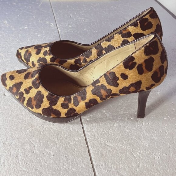 Antonio Melani SZ9 Leopard calf hair leather heels Chic Old Money Timeless - Picture 4 of 10